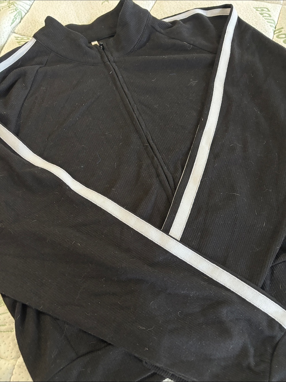 HALARA Black Zip-Up Windbreaker with White Stripe Accents